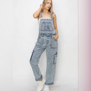 Risen Blue Denim Cargo Overalls - Size S